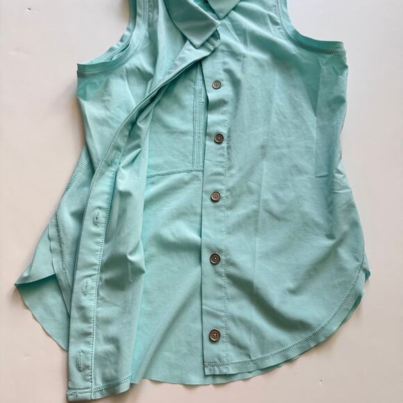 Ivivva Lululemon Teal Button-Front Sleeveless Blouse - Size 7 - Picture 2 of 5